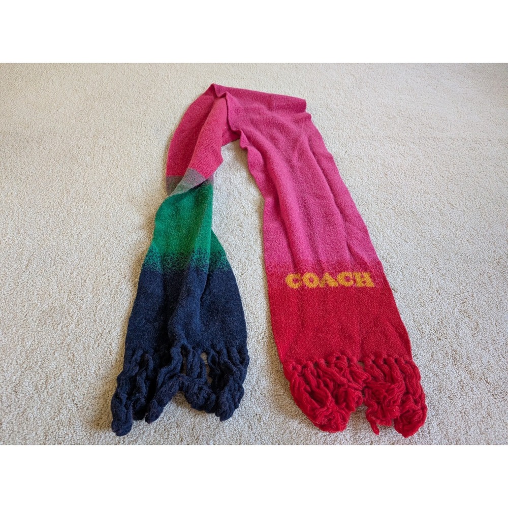 Coach Wool Blend Signature Color Block Knit Scarf C0100154 Multicolor